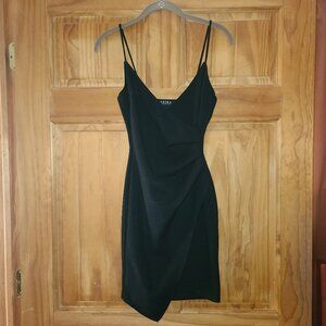 AKIRA Black Ruched Sided Black Mini Dress